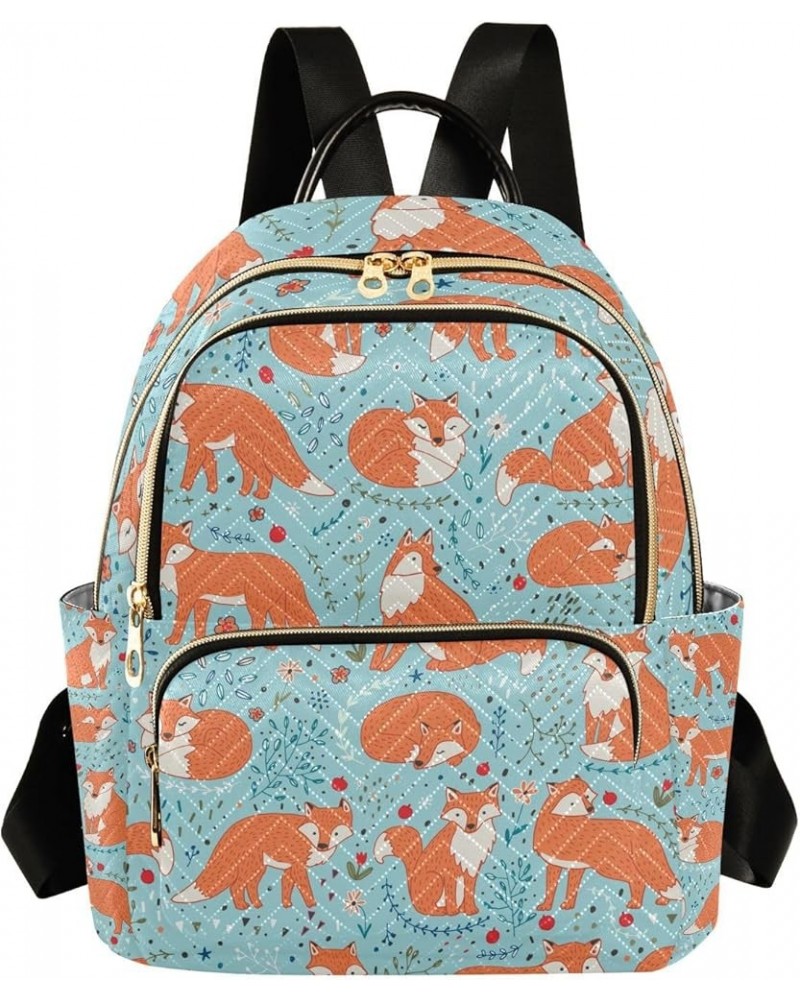 Small Backpack for Women Travel Bag Cute Fox with Flowers Daypack Purse Fashion Shoulder Bag Rucksack Small A346 $11.70 Backp...