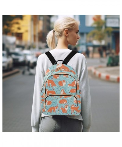 Small Backpack for Women Travel Bag Cute Fox with Flowers Daypack Purse Fashion Shoulder Bag Rucksack Small A346 $11.70 Backp...