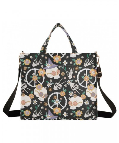 Women Halloween Skull Florals Corduroy Tote Bag Casual Handbags Fashion Shoulder Hobo bag $11.02 Totes