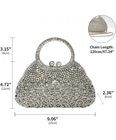 Floral Bling Purses for Women Rhinestones Money Bags for Party Rhinestone Crossbody Purse Sparkle Clutch Purses Blue Silver (...