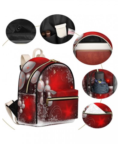 Christmas Balls Mini Backpack Purse for Women Teen Girls, Snowflake Pattern Leather Small Backpack Lightweight Casual Travel ...