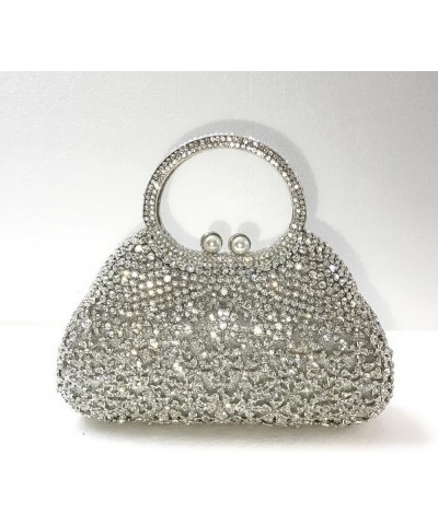 Floral Bling Purses for Women Rhinestones Money Bags for Party Rhinestone Crossbody Purse Sparkle Clutch Purses Blue Silver (...