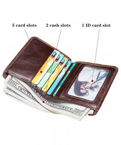 men RFID anti-theft brush leather slim bifold with ID card slot wallet gift gift wallet (Coffee color vertical) $18.18 Wallets