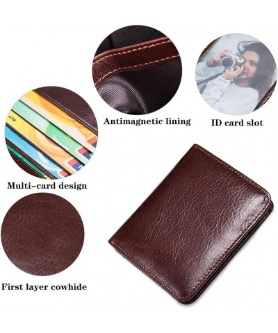 men RFID anti-theft brush leather slim bifold with ID card slot wallet gift gift wallet (Coffee color vertical) $18.18 Wallets