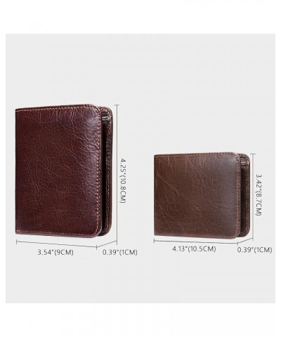 men RFID anti-theft brush leather slim bifold with ID card slot wallet gift gift wallet (Coffee color vertical) $18.18 Wallets