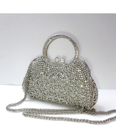 Floral Bling Purses for Women Rhinestones Money Bags for Party Rhinestone Crossbody Purse Sparkle Clutch Purses Blue Silver (...