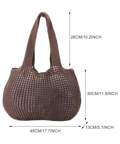 Women Cute Large Beach Bag Crochet Beach Tote Bag Summer Mesh Beach Tote Aesthetic Shoulder Handbags Coffee $13.57 Totes