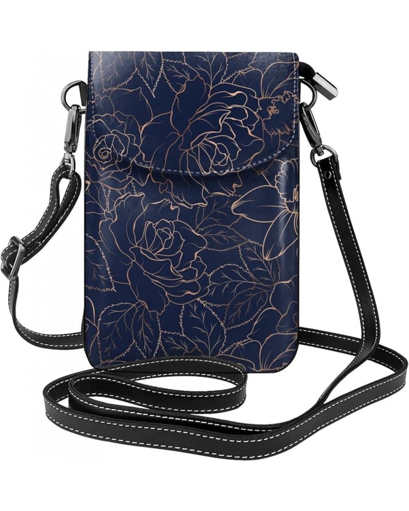 Small Crossbody Bag For Women,Leather Phone Purse Women'S Shoulder Handbags Wallet Purse -Elephant And Flowers Copper-gold Gl...