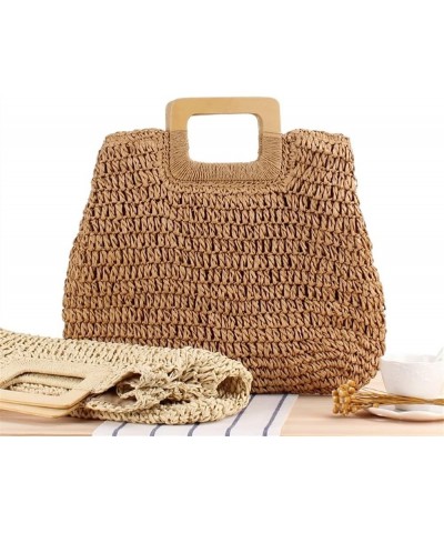 Round Straw Beach Bag Vintage Handmade Woven Shoulder Bag Raffia Circle Rattan Bags Bohemian Summer Vacation Casual Bags (Col...