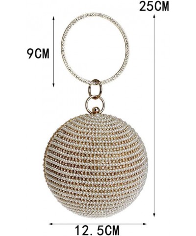 Women's Crystal Ball Round Evening Clutch Wedding Purse Wristlet Bag Black $25.64 Evening Bags