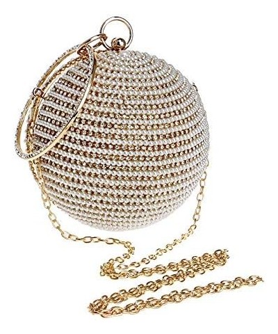 Women's Crystal Ball Round Evening Clutch Wedding Purse Wristlet Bag Black $25.64 Evening Bags