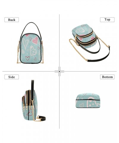 Heart Pattern for Valentine Day Small Crossbody Bag Functional Multi Pocket Bag Shoulder Handbag $13.05 Crossbody Bags