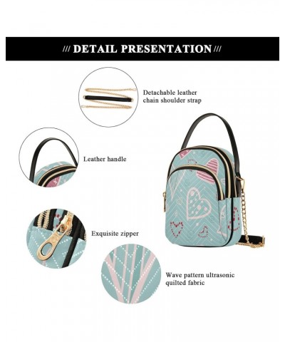 Heart Pattern for Valentine Day Small Crossbody Bag Functional Multi Pocket Bag Shoulder Handbag $13.05 Crossbody Bags