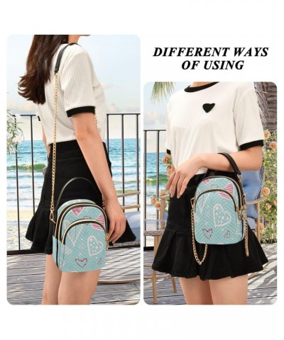 Heart Pattern for Valentine Day Small Crossbody Bag Functional Multi Pocket Bag Shoulder Handbag $13.05 Crossbody Bags