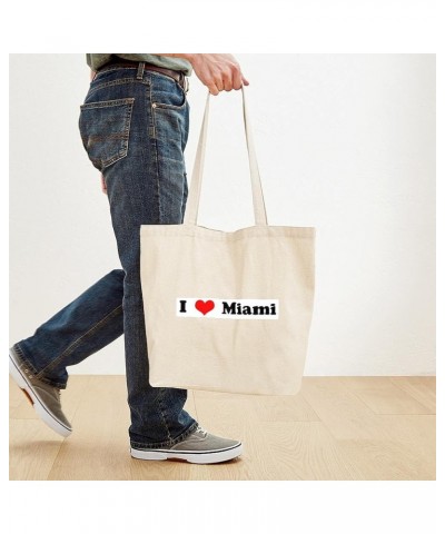 Miami Tote Bag Natural Canvas Tote Bag, Cloth Shopping Bag I Love Miami Tote Bag $9.59 Travel Gear