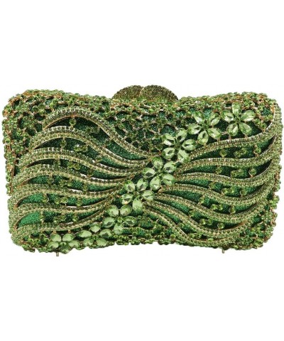 Women Crystal Clutch Evening Bags Wedding Party Rhinestones Handbags Ladies Gala Dinner Purses Green $46.74 Evening Bags