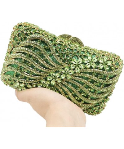 Women Crystal Clutch Evening Bags Wedding Party Rhinestones Handbags Ladies Gala Dinner Purses Green $46.74 Evening Bags