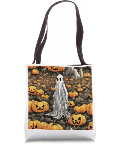 A White Ghost In The Jack O Lantern Patch Tote Bag $11.75 Totes