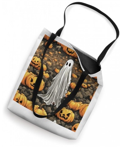 A White Ghost In The Jack O Lantern Patch Tote Bag $11.75 Totes