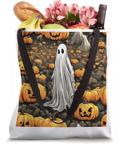 A White Ghost In The Jack O Lantern Patch Tote Bag $11.75 Totes