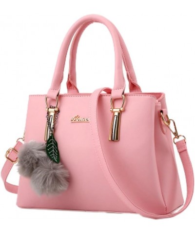 Women's Handbag Casual Shoulder Bag Imitation Leather Crossbody Bag With Plush Pendant Handbag Hobo Bag 2024 Pink $10.58 Cros...