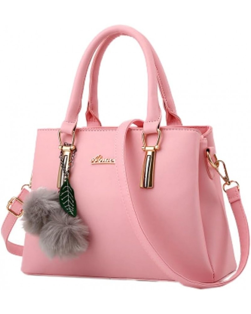 Women's Handbag Casual Shoulder Bag Imitation Leather Crossbody Bag With Plush Pendant Handbag Hobo Bag 2024 Pink $10.58 Cros...