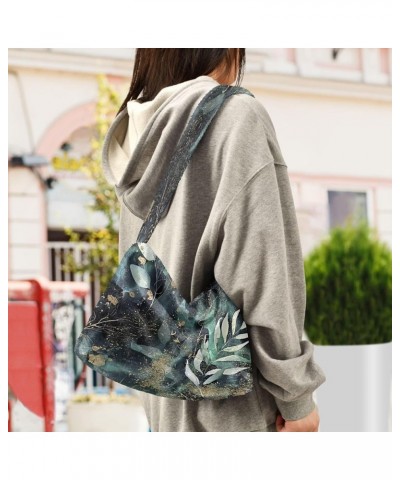 Geometric Brush Simple Shoulder Bag, Furry Bag Purses for Women Hobo Bag Floral Branch on Gold $11.96 Hobo Bags