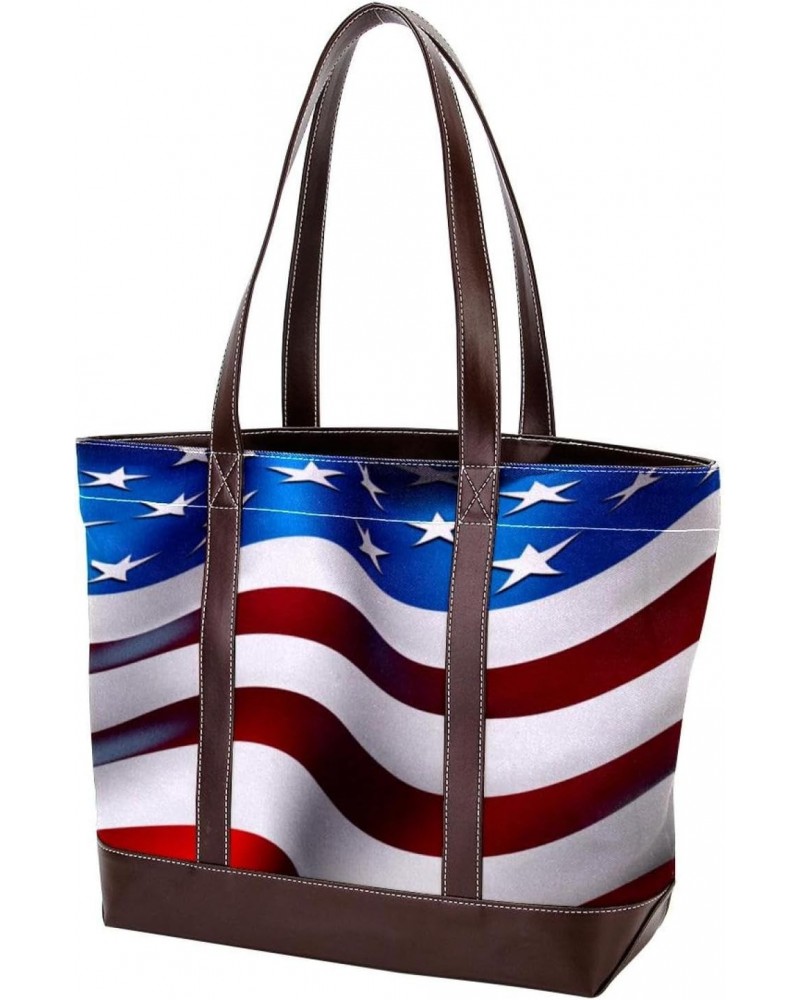 The Tote Bag For Women,Tote Bag With Zipper,Canvas Tote Bag,4th of July Flag Stripes Handbags $21.42 Totes