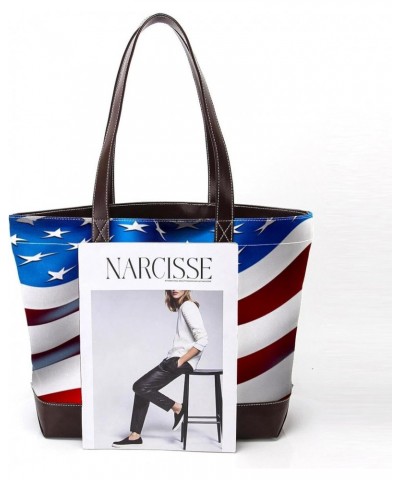 The Tote Bag For Women,Tote Bag With Zipper,Canvas Tote Bag,4th of July Flag Stripes Handbags $21.42 Totes