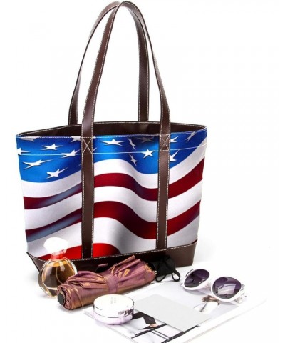 The Tote Bag For Women,Tote Bag With Zipper,Canvas Tote Bag,4th of July Flag Stripes Handbags $21.42 Totes