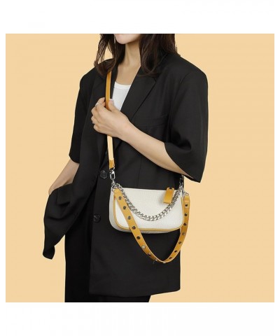 Soft Leather Chain Single Shoulder Crossbody Bag Y2k Handbag Solid Chain Underarm Bags Black $31.81 Shoulder Bags