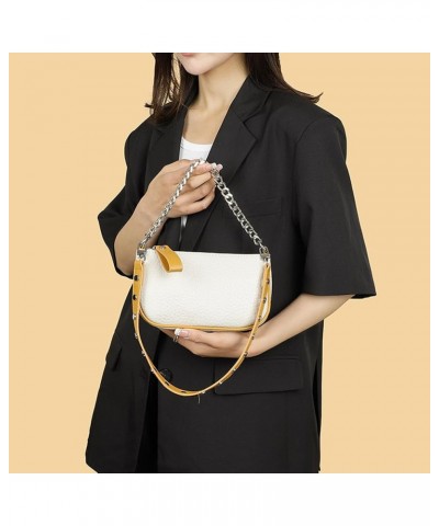 Soft Leather Chain Single Shoulder Crossbody Bag Y2k Handbag Solid Chain Underarm Bags Black $31.81 Shoulder Bags