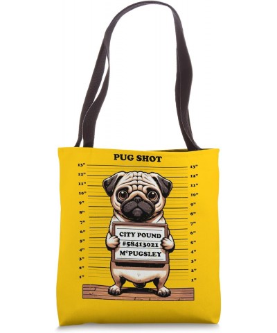 Pugshot Bad Cute Pug Doggo Mugshot Funny Probably Guilty Tote Bag $13.19 Totes