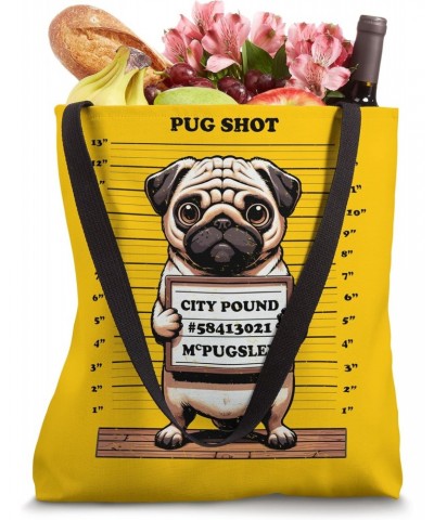 Pugshot Bad Cute Pug Doggo Mugshot Funny Probably Guilty Tote Bag $13.19 Totes