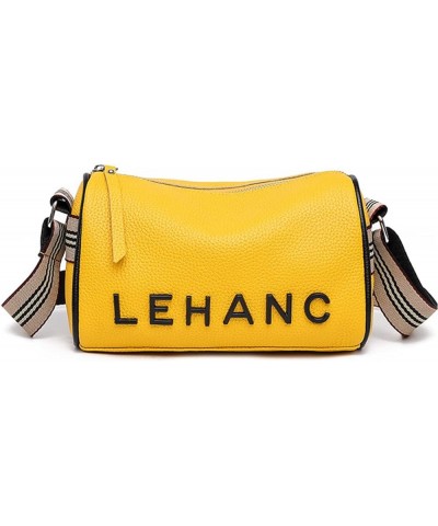 Women Genuine Leather Pillow Handbag Femlae Shoulder Cowhide Bag Yellow $13.80 Shoulder Bags