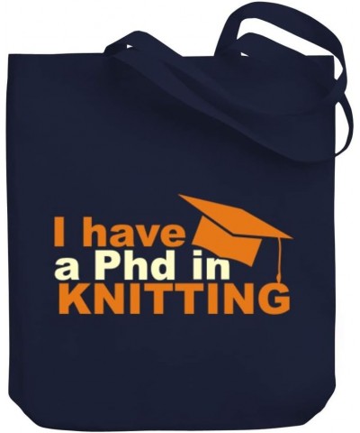 I have a Phd in Knitting Graduate Cap Canvas Tote Bag 10.5" x 16" x 4 $20.00 Totes