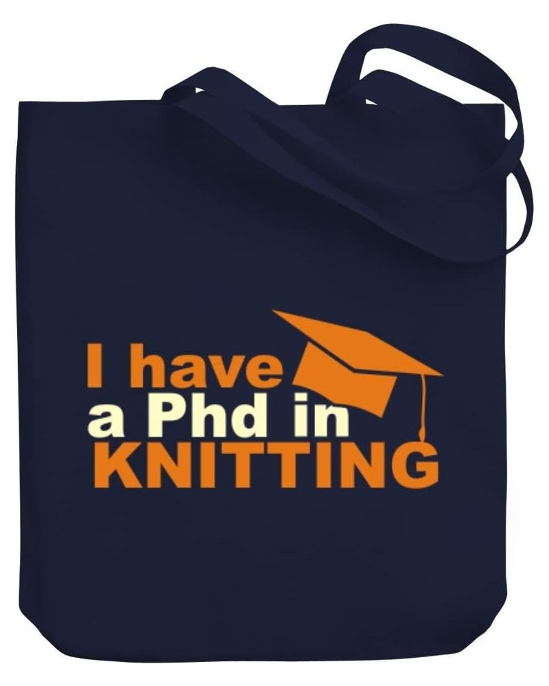 I have a Phd in Knitting Graduate Cap Canvas Tote Bag 10.5" x 16" x 4 $20.00 Totes