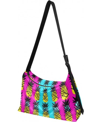 Colorful Pineapple Tiled Women Leather Handbags Hobo Leather Purse Women Shoulder Bag with Adjustable Shoulder Strap for Work...