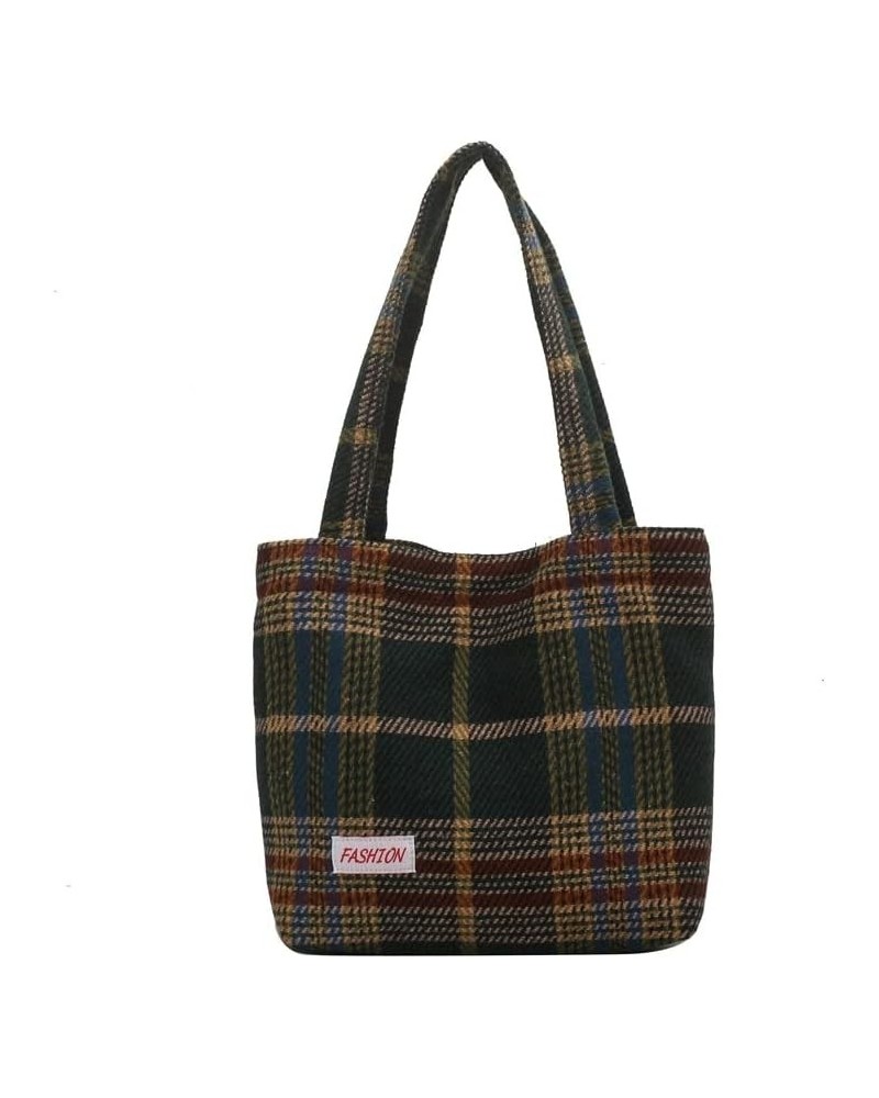 Bolsos De Lana Para Mujeres, Bolso De Hombro A Cuadros Suave Para Mujeres, Diseñador De Viajes, Otoño/invierno Green $12.99 C...