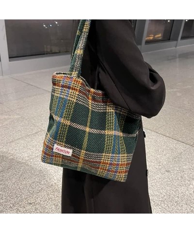 Bolsos De Lana Para Mujeres, Bolso De Hombro A Cuadros Suave Para Mujeres, Diseñador De Viajes, Otoño/invierno Green $12.99 C...