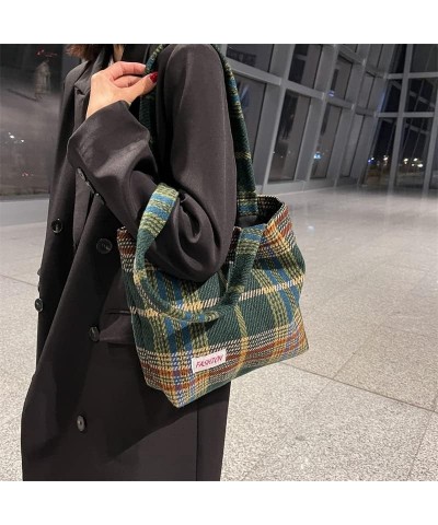 Bolsos De Lana Para Mujeres, Bolso De Hombro A Cuadros Suave Para Mujeres, Diseñador De Viajes, Otoño/invierno Green $12.99 C...