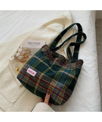 Bolsos De Lana Para Mujeres, Bolso De Hombro A Cuadros Suave Para Mujeres, Diseñador De Viajes, Otoño/invierno Green $12.99 C...