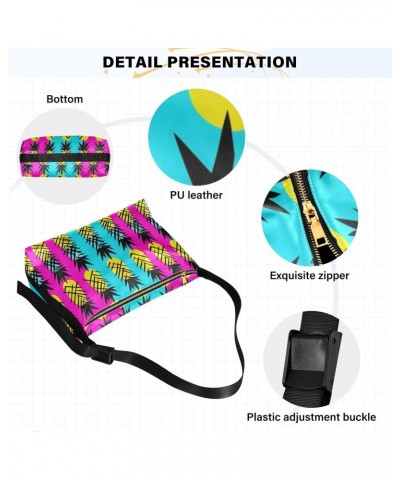 Colorful Pineapple Tiled Women Leather Handbags Hobo Leather Purse Women Shoulder Bag with Adjustable Shoulder Strap for Work...