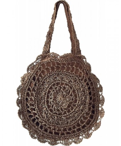 Women Bohemian Round Crochet Straw Tote Bags, Big Circle Beach Handbags Shoulder Large Purse Casual Top Handle Woven Shopping...