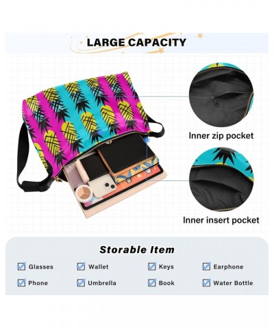 Colorful Pineapple Tiled Women Leather Handbags Hobo Leather Purse Women Shoulder Bag with Adjustable Shoulder Strap for Work...