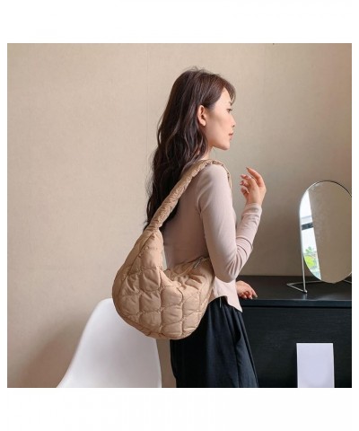 Lightweight Puffy Hobo Bag Versatile Down Tote Handbag Large Capacity Casual Zipper Travel Purse Women Padding Shoulde Khaki ...