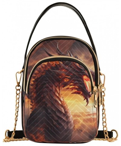 Fire Dragon Crossbody Handbags for Women Casual Leather Shoulder Phone Purse $15.33 Crossbody Bags