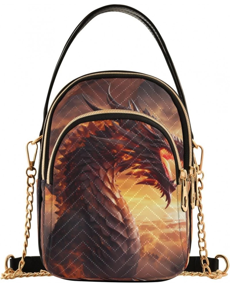 Fire Dragon Crossbody Handbags for Women Casual Leather Shoulder Phone Purse $15.33 Crossbody Bags