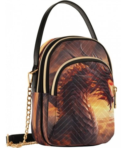 Fire Dragon Crossbody Handbags for Women Casual Leather Shoulder Phone Purse $15.33 Crossbody Bags