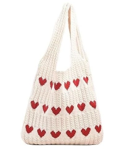 Women's Crochet Tote Bags Boho Tote Bags Heart-shaped Beach Handbags Knit Vacation Aesthetic Casual Love Hobo Bags Apricot $1...